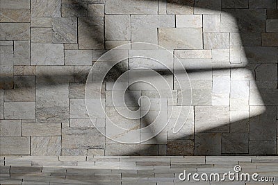 3D Illustration , 3d rendering . Marble WALLwith sun light Stock Photo