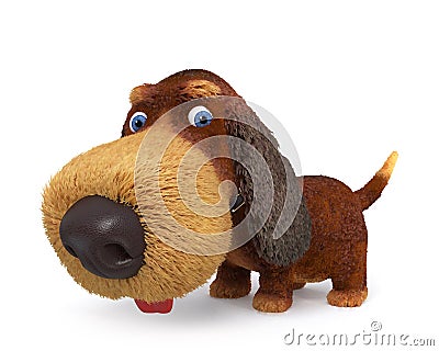 3d illustration ridiculous dog Cartoon Illustration