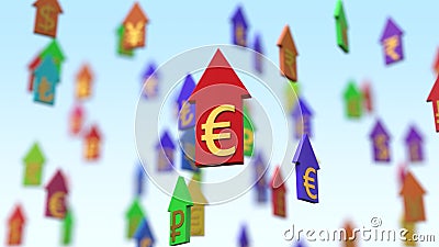 3d illustration rising currency arrows Cartoon Illustration