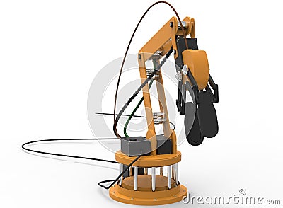 3d illustration of robotic arm. Cartoon Illustration