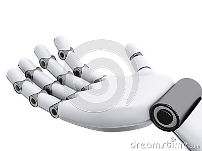 3d illustration. Robotic hand showing something Cartoon Illustration