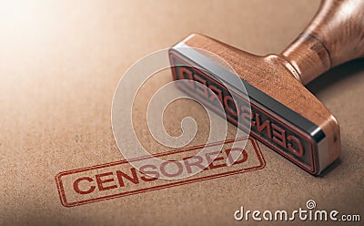 Censored Information, Censorship and Freedom of Speech Cartoon Illustration