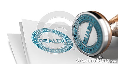 Authorized Dealer or Retailer Certification. Rubber Stamp over white background Cartoon Illustration