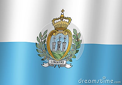 san marino national flag 3d illustration close up view Cartoon Illustration