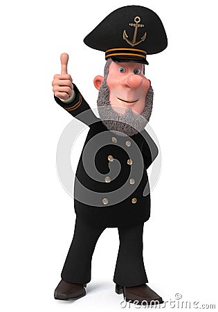 3d illustration sea captain Cartoon Illustration