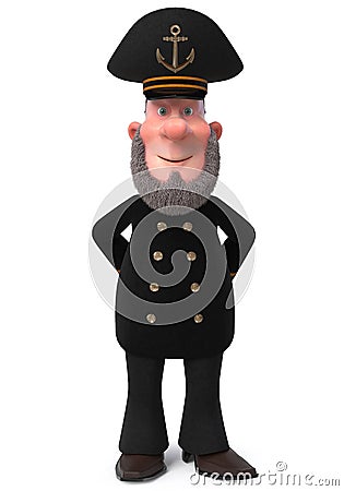 3d illustration sea captain Cartoon Illustration