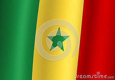 senegal national flag 3d illustration close up view Cartoon Illustration