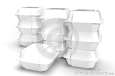 3D Illustration - Set of Hamburger Boxes Template White Customizable Vector Illustration