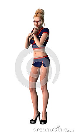 3D Illustration Stewardess on White Stock Photo