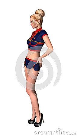 3D Illustration Stewardess on White Stock Photo