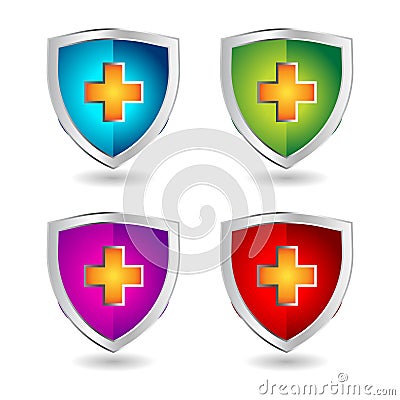 Shield badge icons set for healtcare Vector Illustration