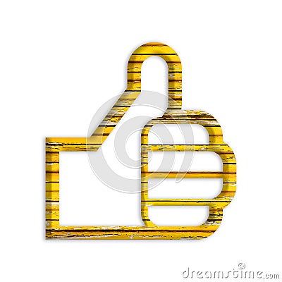 3D illustration shiny yellow iron rusty metal human hand icon Cartoon Illustration