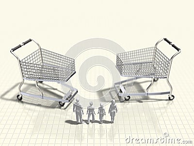 3D illustration of shopping. Cartoon Illustration