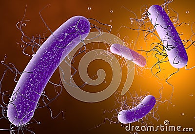 Bacterium clostridium difficile, scientific 3D illustration Cartoon Illustration