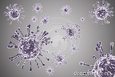 3D illustration showing corona virus, MERS virus.3d cell virus. Cartoon Illustration