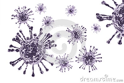 3D illustration showing corona virus, MERS virus.3d cell virus.clipping path. Cartoon Illustration