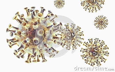 Corona virus, MERS virus, Meadle-East Respiratory Syndrome, 3D illustration Cartoon Illustration