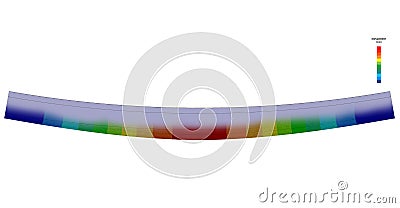 3D Illustration. Side view of a deflection plot and CAD model blend of an I-Beam in bending with scale Stock Photo