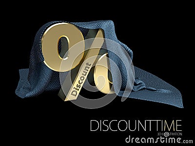 3d Illustration of Sign, percent symbol discount under the cloth, isolated black Stock Photo