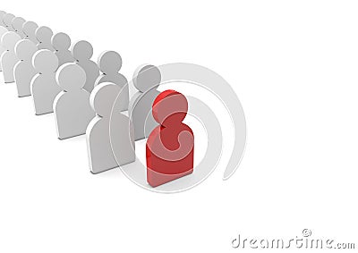 3D illustration of silhouette of a team of people following their Leader for success Cartoon Illustration
