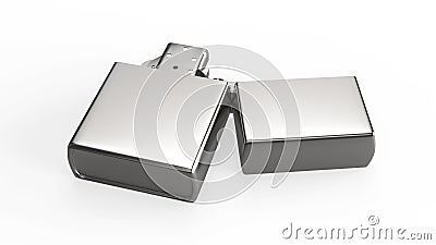 3D illustration silver cigarette lighter Cartoon Illustration