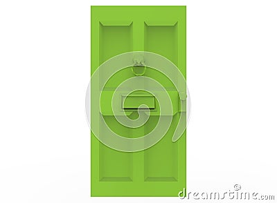 3d illustration of simple door. Cartoon Illustration