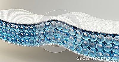 3d illustration of the smooth wave-like structure of the gel layer between the membranes. Cartoon Illustration