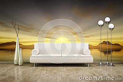 photo wall mural sunset Cartoon Illustration