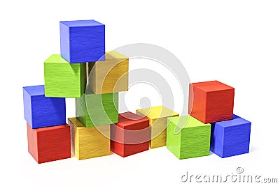 some colorful building blocks Cartoon Illustration