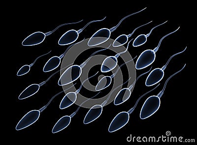 3D Render of large number of sperm, storm of sperm. Cartoon Illustration