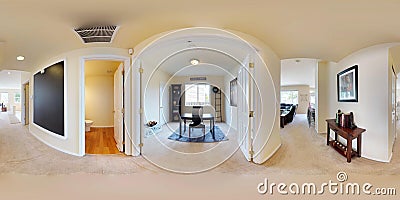 3d illustration spherical 360 degrees, a seamless panorama of home interior. Cartoon Illustration
