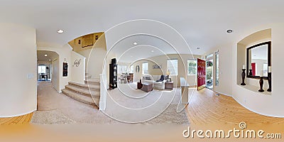 3d illustration spherical 360 degrees, a seamless panorama of home interior. Cartoon Illustration