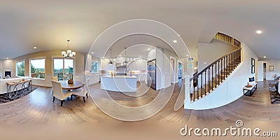 3d illustration spherical 360 degrees, seamless panorama of interior design Cartoon Illustration