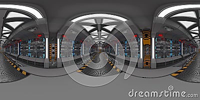 Spaceship Corridor 360 Environmental Map HDRI Stock Photo