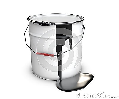 3d illustration of Spilled barrel oil, isolated white Cartoon Illustration