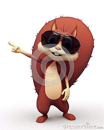 Squirrel is wearing goggles Cartoon Illustration