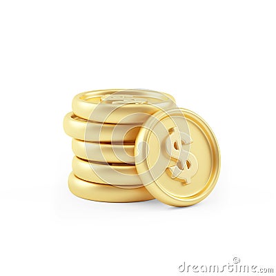 3d illustration of stack dollar coins Cartoon Illustration