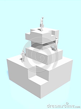 3D illustration of stand on the block Cartoon Illustration