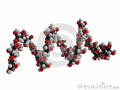 3d illustration of starch, helical amylose biomolecule, organic polymer of glucose subunits Cartoon Illustration