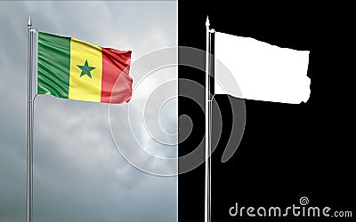 State flag of the Republic of Senegal with alpha channel Cartoon Illustration