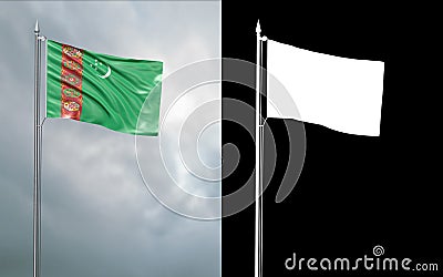 State flag of Turkmenistan with alpha channel Cartoon Illustration