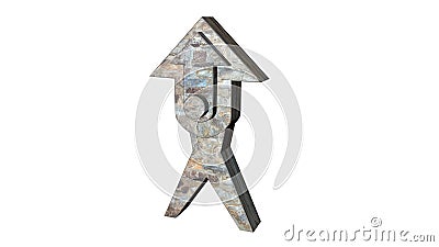 3D illustration stone arrow. 3D rendering on white background Cartoon Illustration