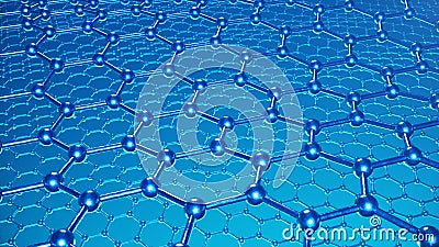 3d Illustration structure of the graphene or carbon surface, abstract nanotechnology hexagonal geometric form close-up Stock Photo