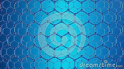 3d Illustration structure of the graphene or carbon surface, abstract nanotechnology hexagonal geometric form close-up Stock Photo