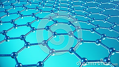 3d Illustration structure of the graphene or carbon surface, abstract nanotechnology hexagonal geometric form close-up Stock Photo