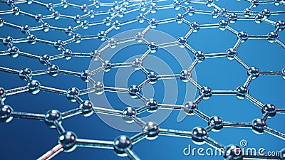 3d Illustration structure of the graphene or carbon surface, abstract nanotechnology hexagonal geometric form close-up Stock Photo