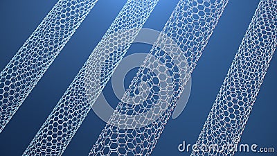 3d Illustration structure of the graphene tube, abstract nanotechnology hexagonal geometric form close-up, concept Stock Photo