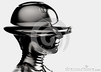 3D illustration. The stylish chromeplated cyborg the woman. Cartoon Illustration