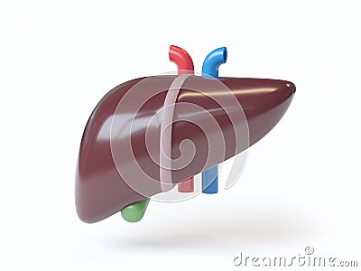 3d illustration of stylized human liver isolated on white Cartoon Illustration