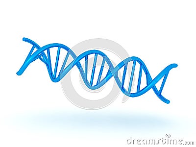 3D illustration of teal shiny double helix DNA symbol Cartoon Illustration